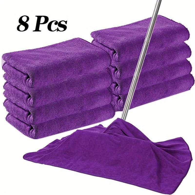 8 extra large oblong microfiber towels with a space theme and contemporary style. Super soft, multi-purpose, reusable, highly absorbent, lint and streak free. Made of knit fabric for use in