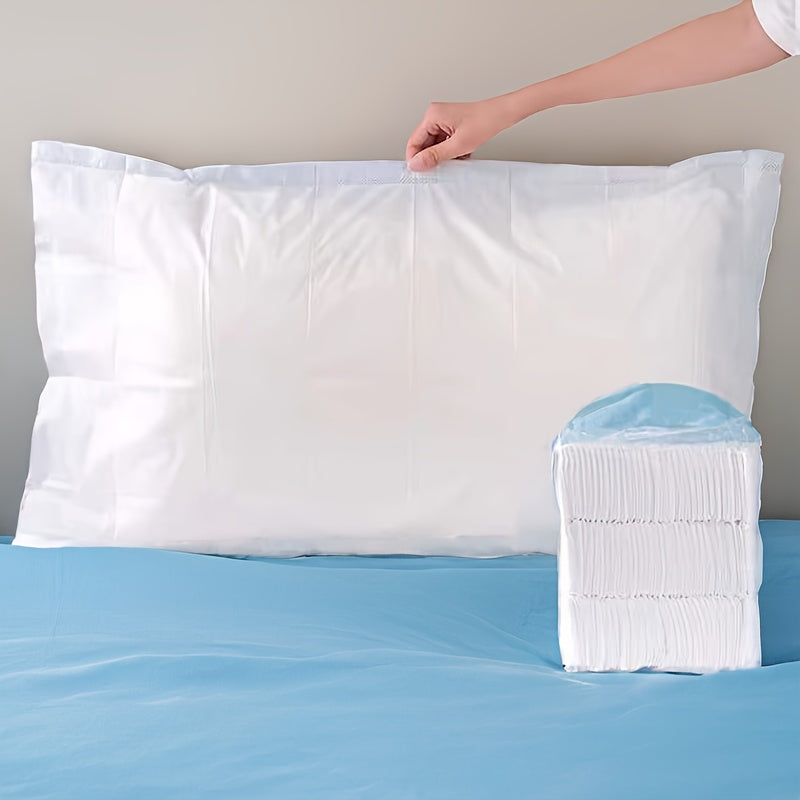 Set of 4 High-Quality Disposable Pillow Covers - Made with Durable, Breathable Non-Woven Fabric for Use in Hotels, Bedrooms, and Beauty Salons - Protects Against Dust and Stains, Insert Not Included