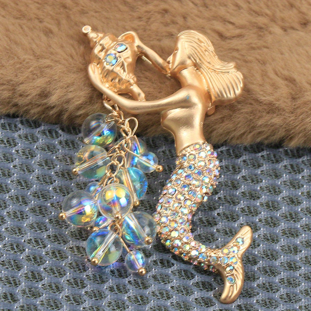 Exquisite Mermaid Brooch adorned with Enamel and Sparkling Rhinestones - Ideal Unique Gift for Ladies