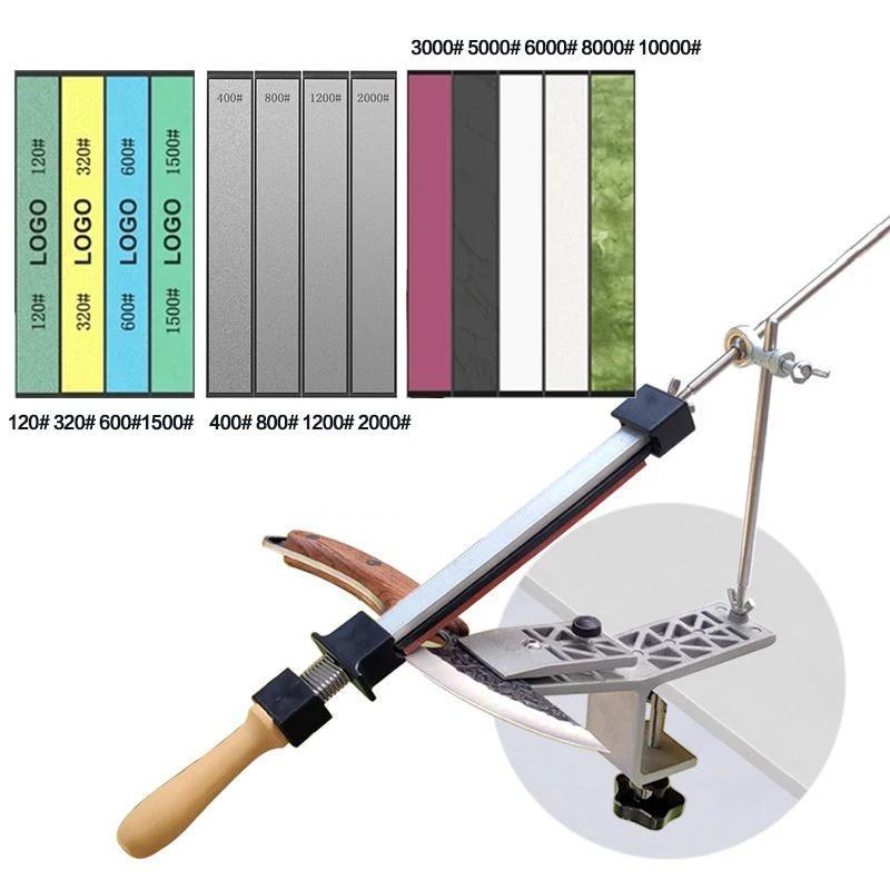 Надежный точильный камень с регулировкой угла для кухонных и столярных инструментов. Оснащен безопасной ручкой и водорастворимыми алмазными шлифовальными камнями различной зернистости для всех лезвий.