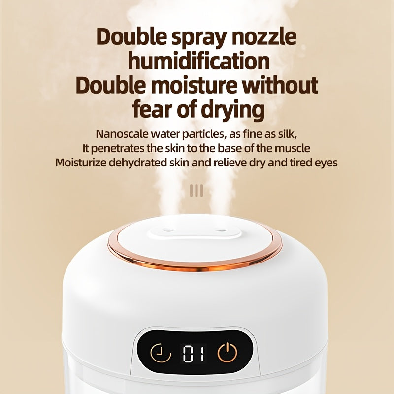 4.5L dual spray water humidifier with quiet operation and remote control via USB charging.