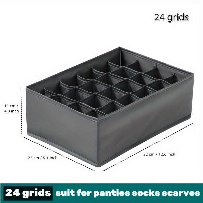 Foldable Multi-grid Underwear Drawer Organizer with Space-saving Design for Bras, Socks, and Clothes - Ideal for Wardrobe, Closet, Bedroom, Dorm or Home Storage