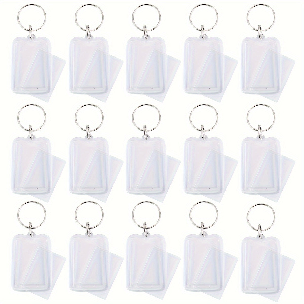 Set of 100 Acrylic Photo Keychains - Clear, Double-Sided Picture Holders with Split Rings for DIY Crafts and Gifts