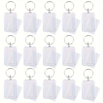 Set of 100 Acrylic Photo Keychains - Clear, Double-Sided Picture Holders with Split Rings for DIY Crafts and Gifts