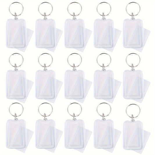 Set of 100 Acrylic Photo Keychains - Clear, Double-Sided Picture Holders with Split Rings for DIY Crafts and Gifts