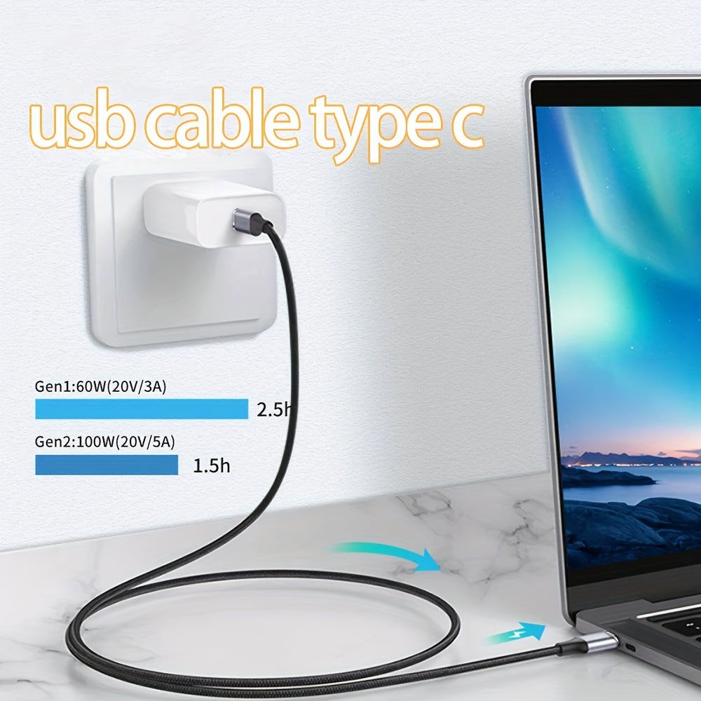 8K 60Hz USB-C video cable with 100W power delivery, suitable for laptops.