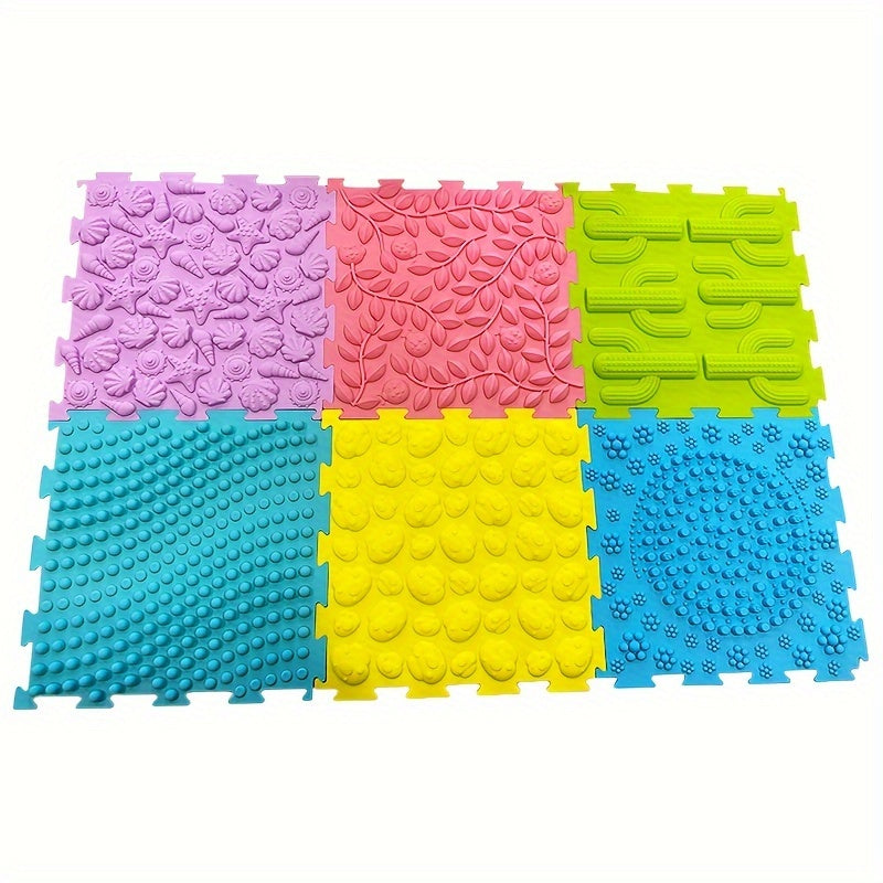 Set of 6 Interlocking Floor Mats with Foam Edgings, Soft Anti-Slip Puzzle Area Rug Playmat, Square Tiles for Room Decor