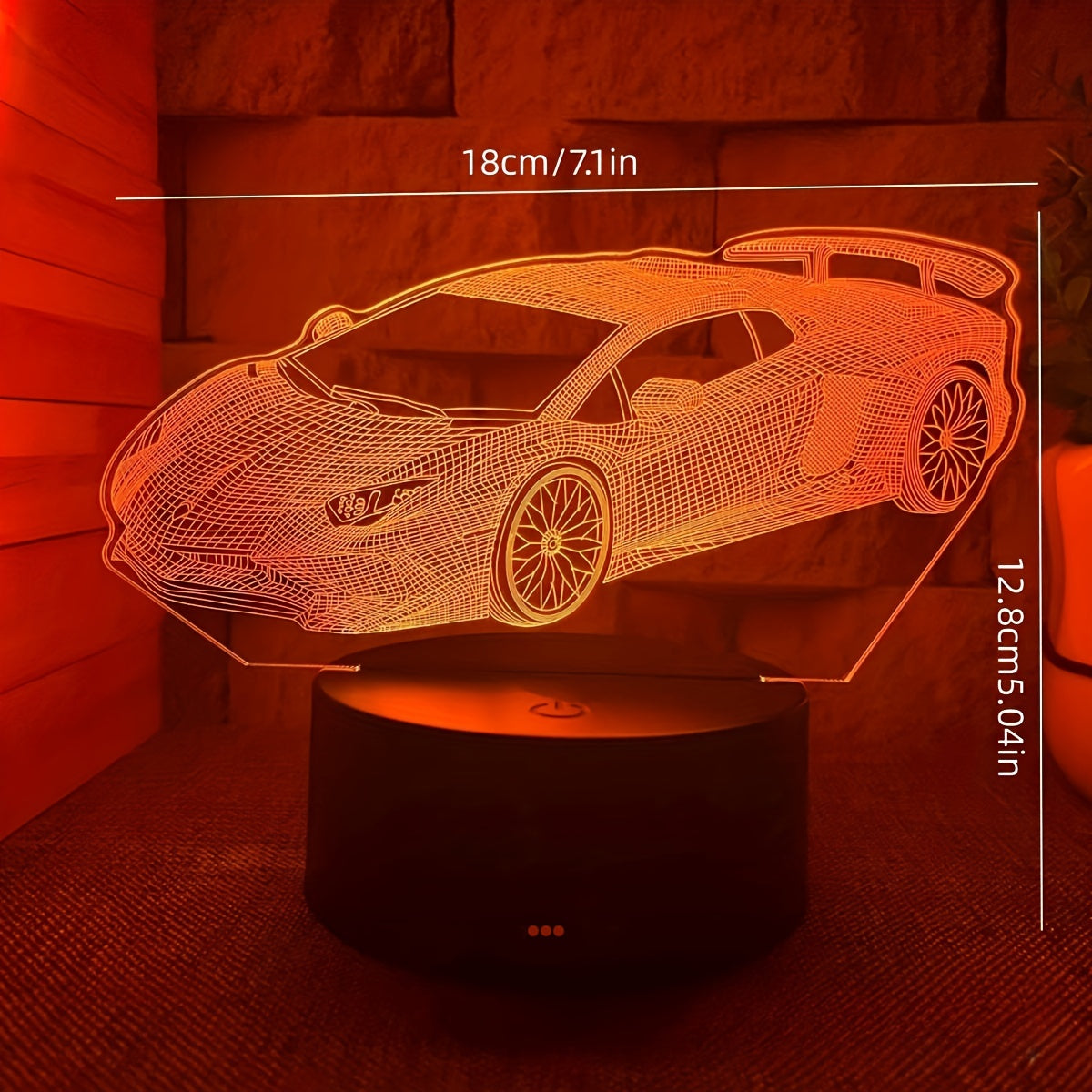 1pc 3D night light with sports car design, USB gift atmosphere light with 16 colors and remote control. Perfect for friends or lovers.