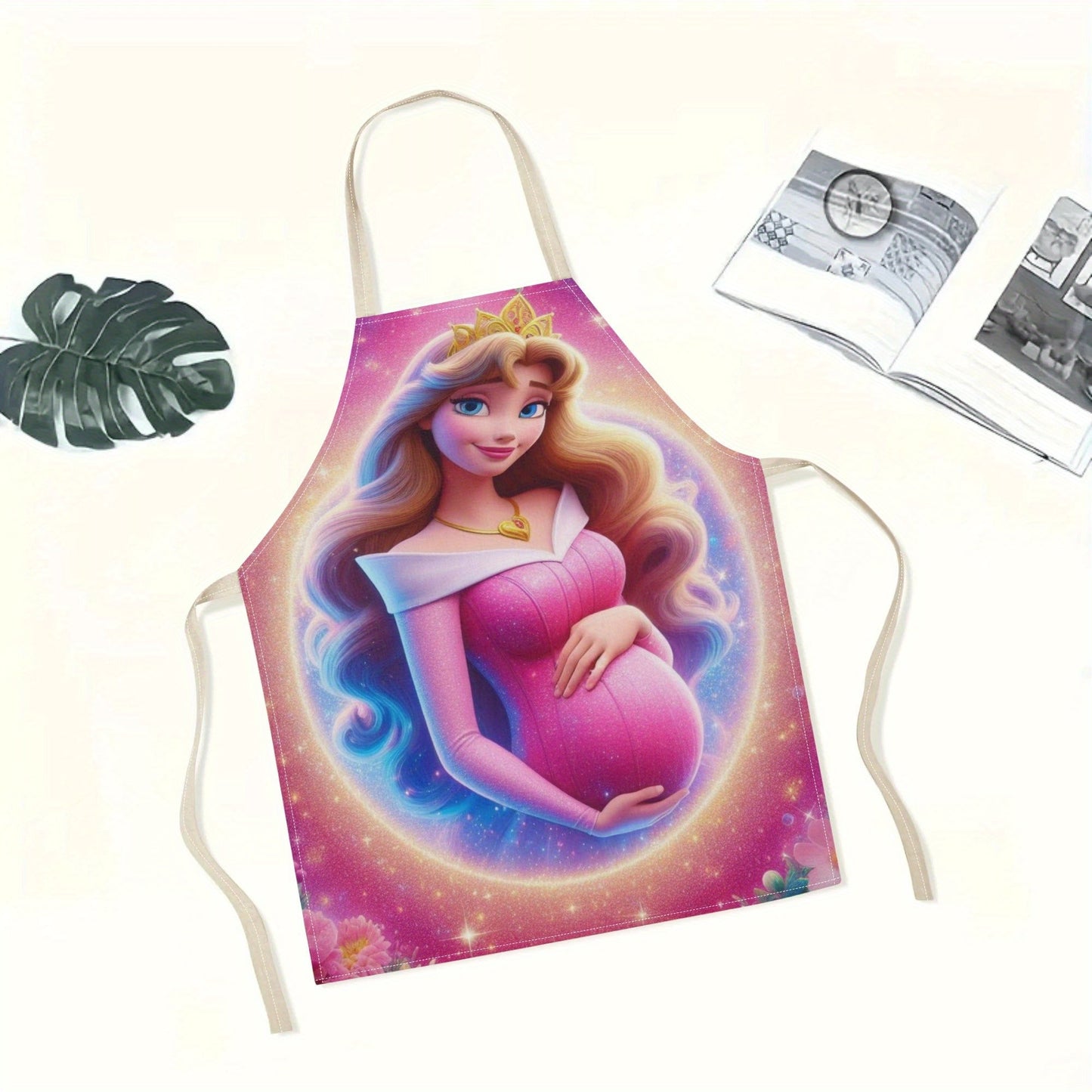 Waterproof apron featuring Elsa from Disney, with a vibrant cartoon princess print. Made of durable polyester, perfect for use at home, in restaurants, cafes, and supermarkets. Ideal for restaurant usage with its waterproof polyester material.