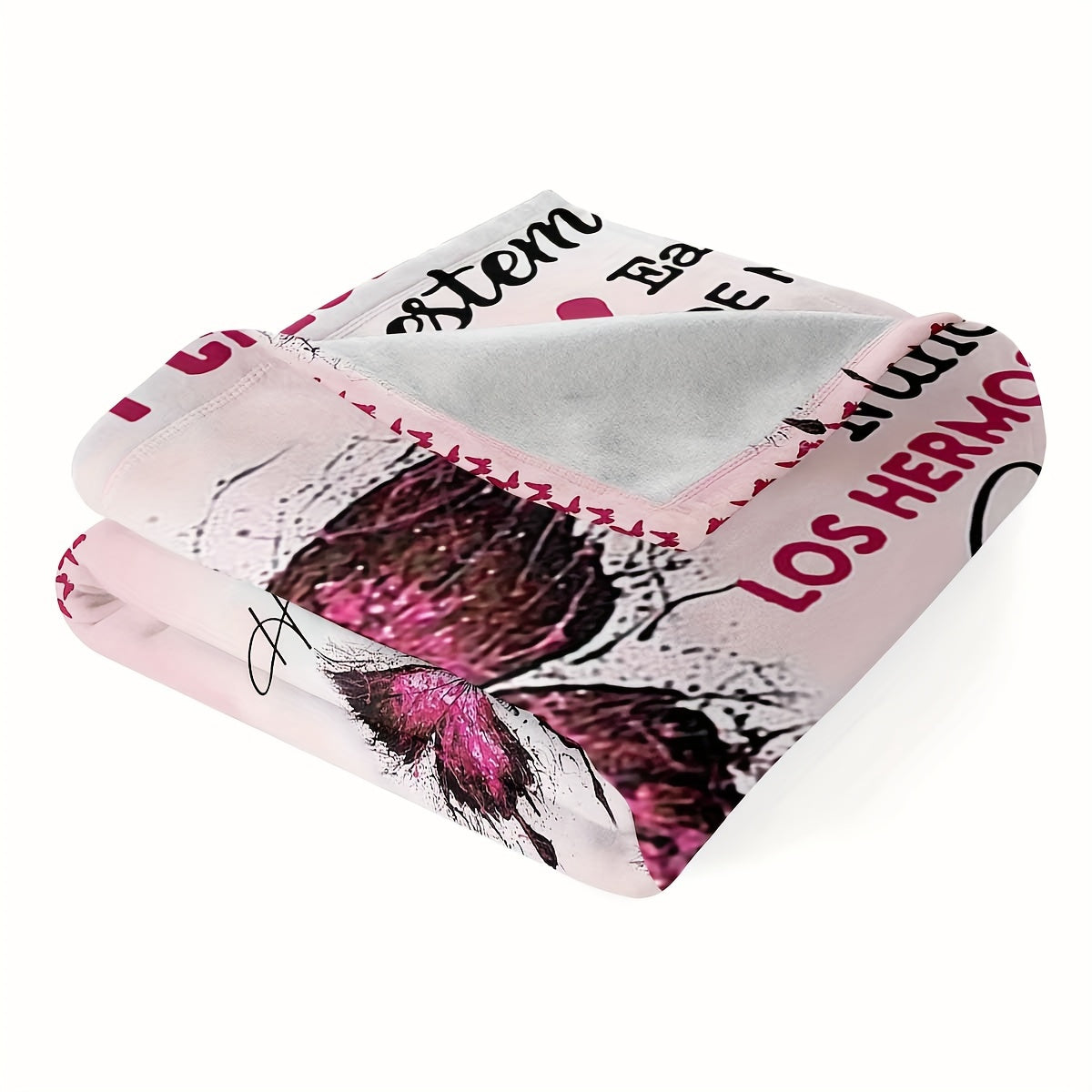 Pink Butterfly Print Spanish Letter Blanket for My Daughter from Mom - Birthday Gift, Warm and Cozy, Soft and Gentle on Skin Throw Blanket