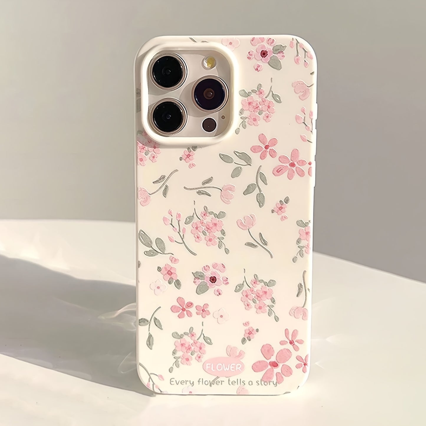 Green leaf pink flower frosted phone case for Apple models, anti-fall with full package protection for various iPhone models.