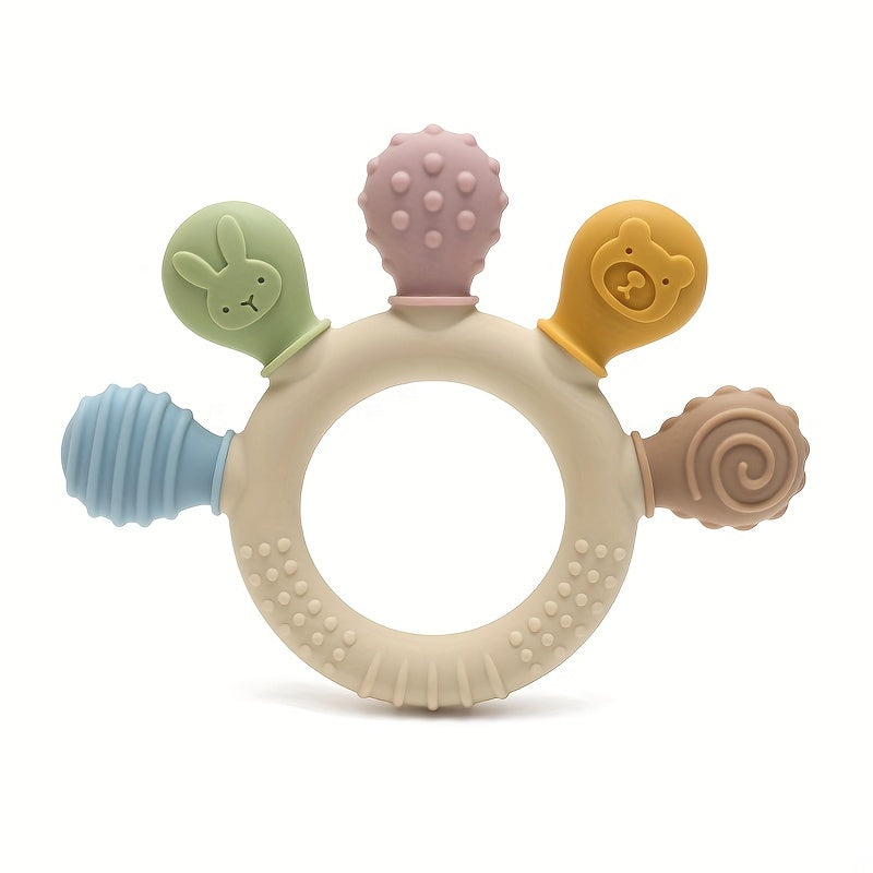 Silicone Teether for Babies - BPA Free Teething Rings Cute Toy with Soft Texture, Perfect Gift for Boys and Girls - Baby's Accessory