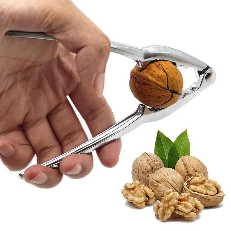 A durable metal kitchen gadget that easily cracks walnuts, hazelnuts, and more - the ultimate versatile nutcracker tool.