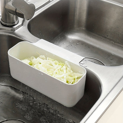 Organize your kitchen with the White Sink Organizer Basket - A Space-Saving Storage Solution