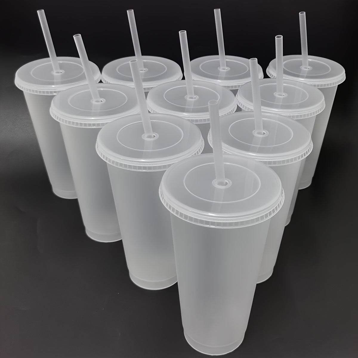 WIYYH 24oz Plastic Water Tumblers with Lids and Straws - 5/10 Pack Reusable Leak-Proof Cups for Parties & Events - BPS-Free - Hand Wash Only