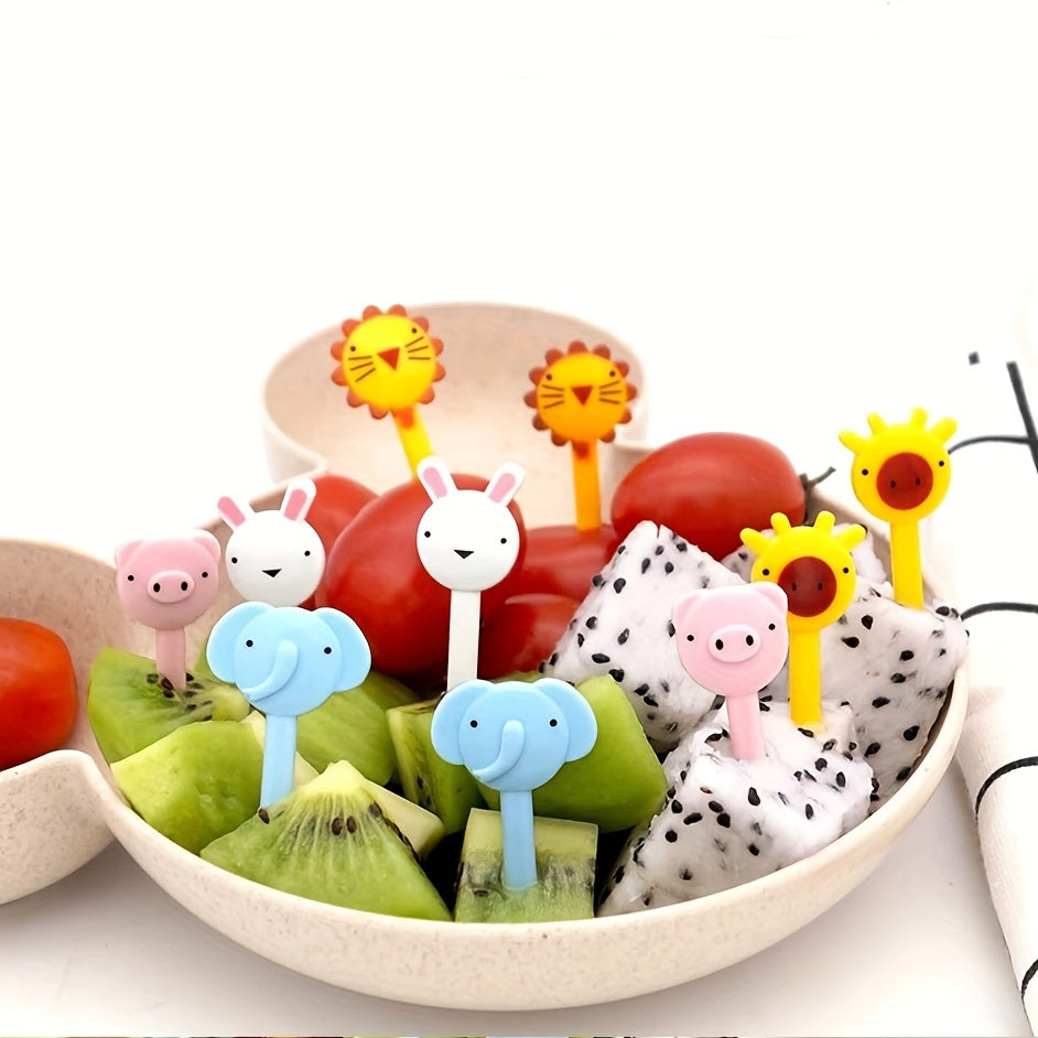 40-Pack Mini Cartoon Fruit Forks, Animal Party Cake Decoration Picks