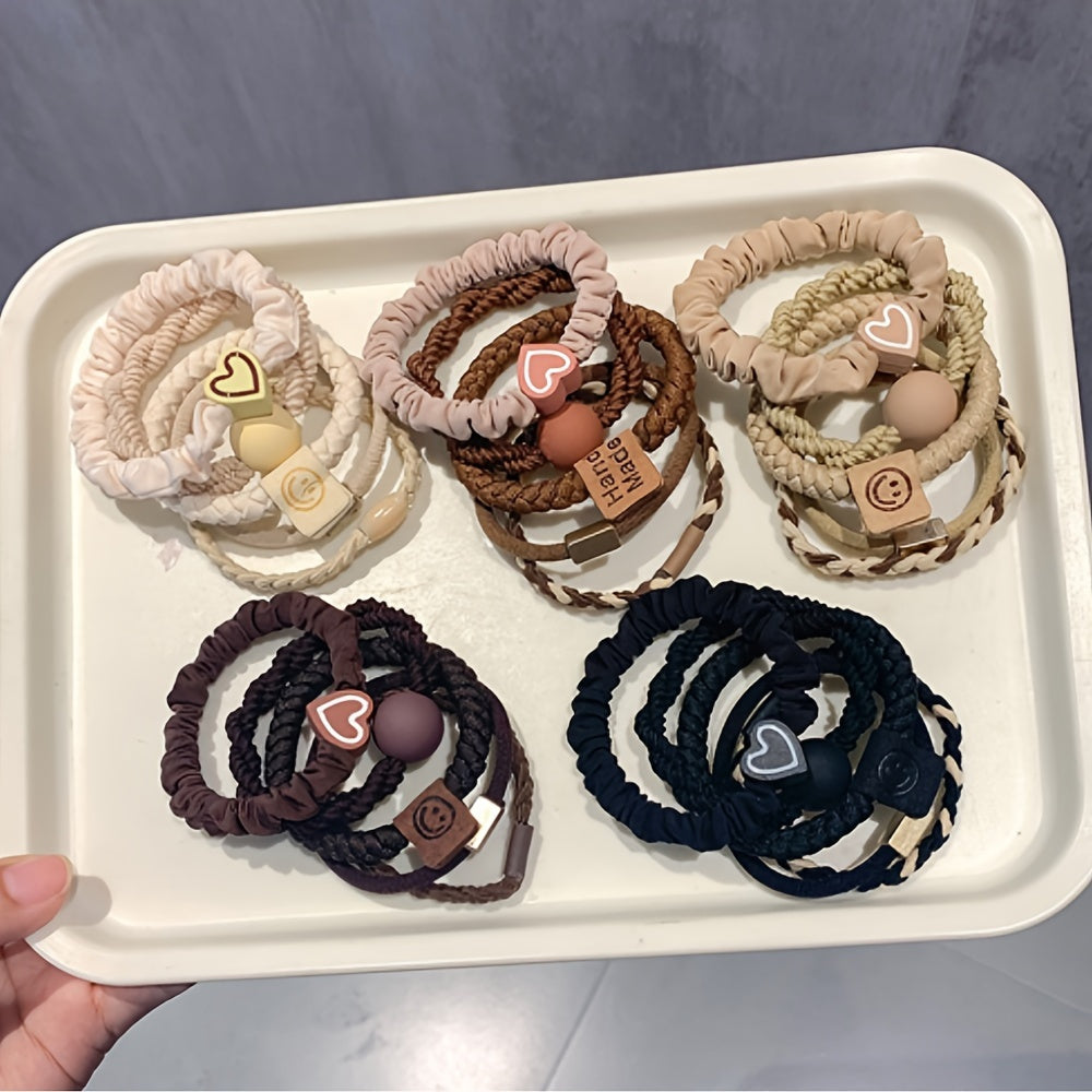 25 Bohemian-style hair ties set for women with knitted elastic bands and charming bracelet designs, suitable for fine and thick hair, ideal for ponytails and sports.