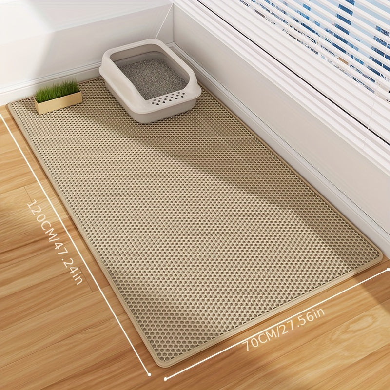 XL Double Layer Honeycomb Cat Litter Mat - Easy to clean, non-slip, controls dust, catches waste effectively.