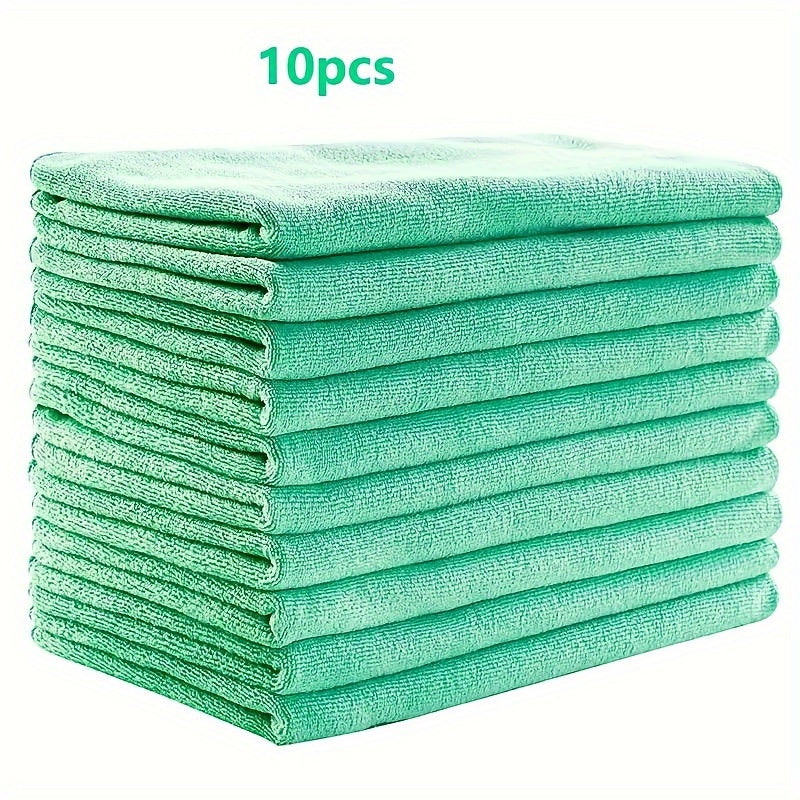 10-piece towel set made of super soft, super absorbent polyester fiber, suitable for various uses including bathroom, gym, hotel, spa, barber shop, beauty salon, and commercial cleaning.