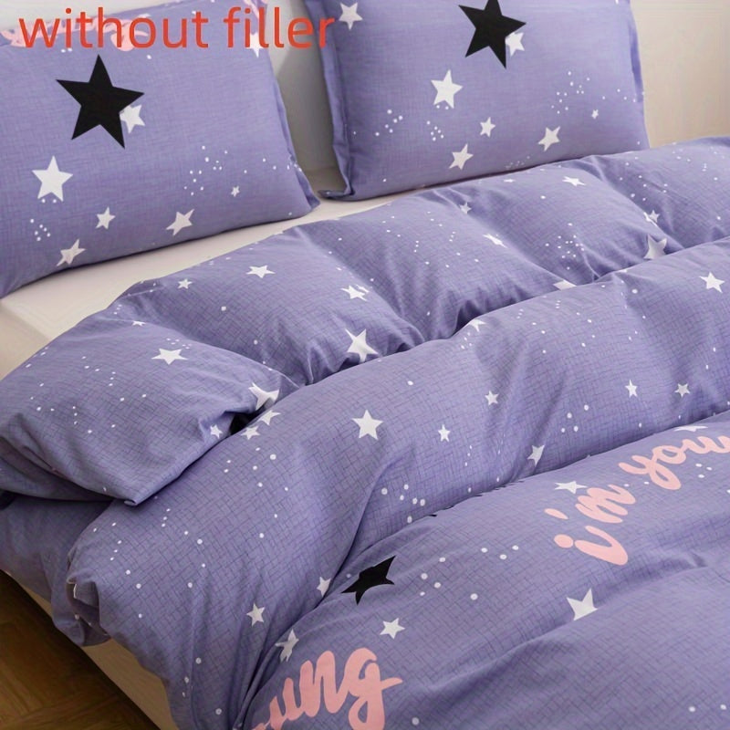 3-piece starry sky print duvet cover set, includes 1 duvet cover and 2 pillowcases (without core), soft and comfortable for bedroom or guest room.