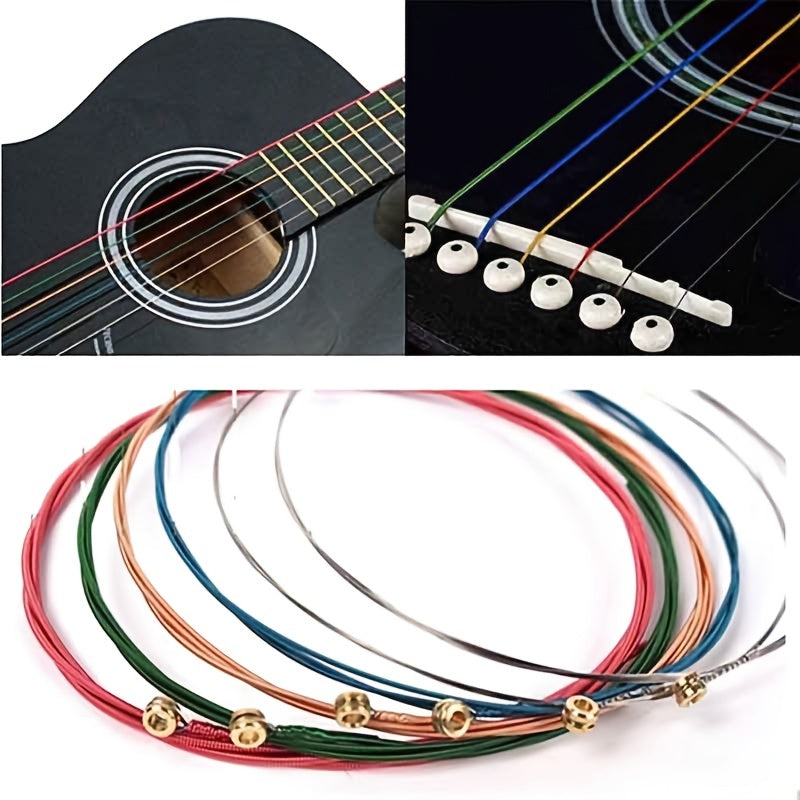 Colorful copper steel strings for acoustic guitar 6-pack