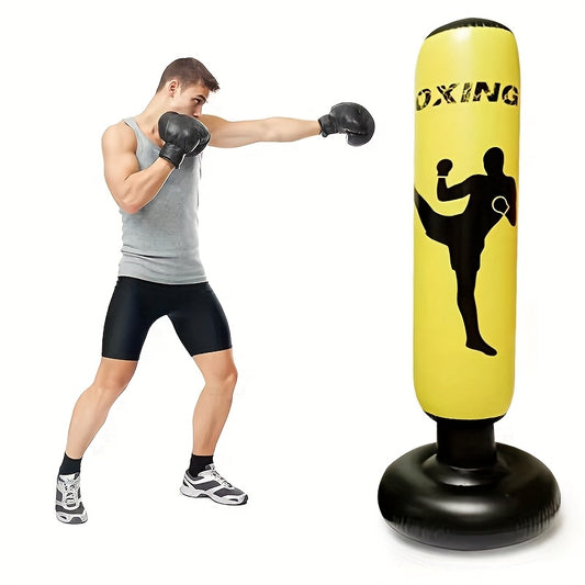 Compact and lightweight vertical punching bag for home gym and training parties, with quick rebound and relaxation benefits. Foldable PVC boxing column in mixed color, perfect for fitness