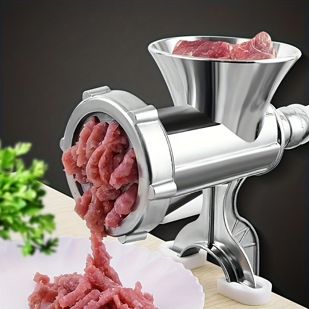 Durable Stainless Steel Hand-Cranked Meat Grinder and Vegetable Mincer - Manual Operation with Table Clamp for Easy Kitchen Preparation