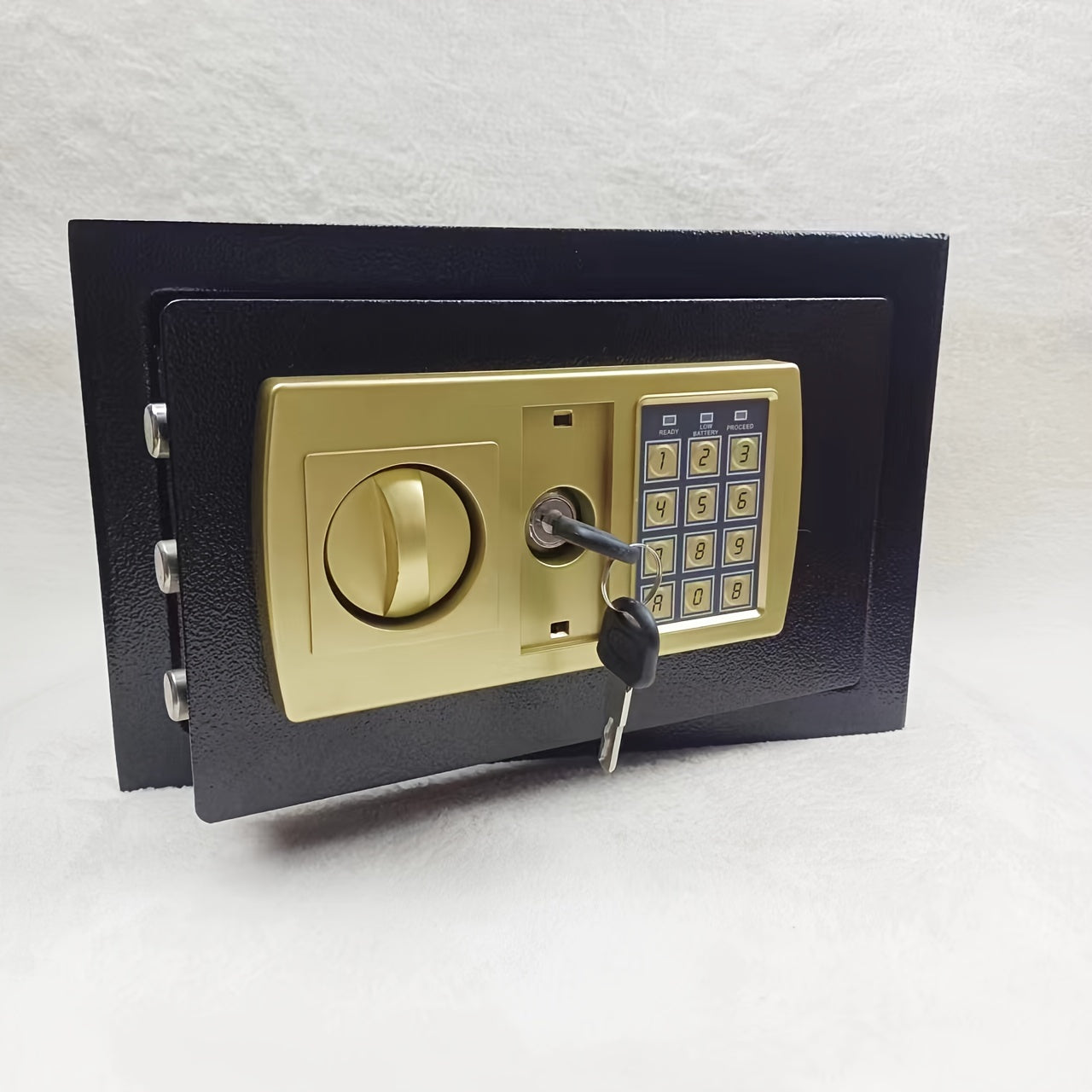 1pc Electronic Password Lock Safe Box for storing coins, paper money. Can be used for household or office storage.