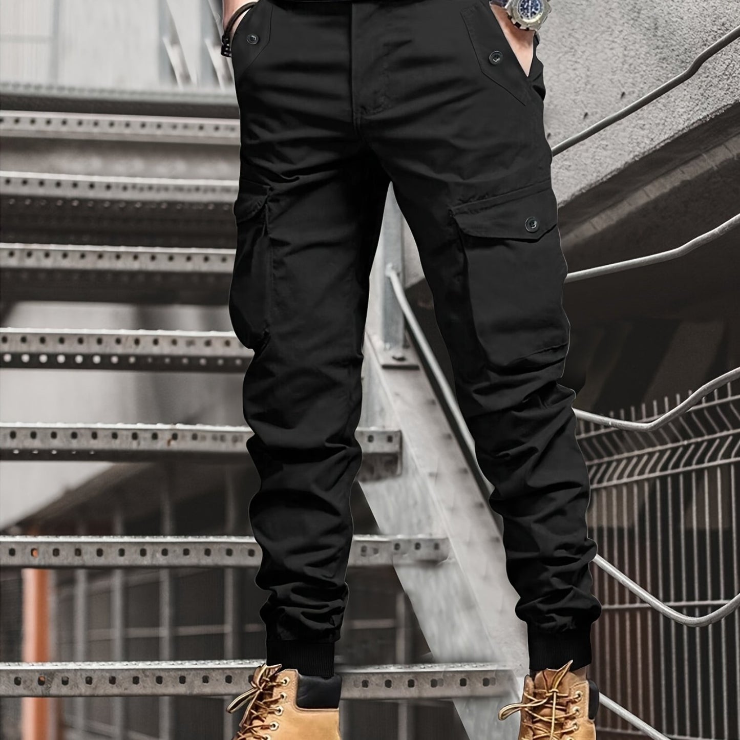 Men's cargo pants with multiple pocket decorations, suitable for spring and summer. Model 2188. Stylish and casual joggers.