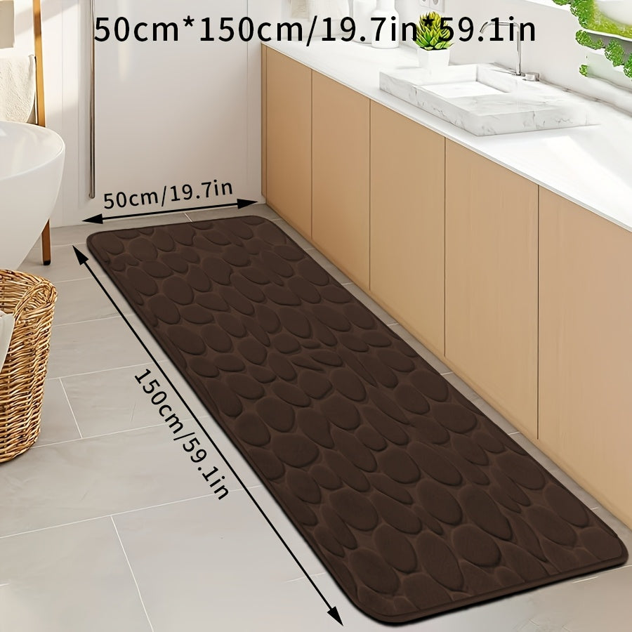 Quick-Dry Pebble Bath Mat, Thick Non-Slip Sponge Floor Mat for Bathroom, Machine Washable, Soft Coral Fleece - Ideal for Home Decor in Kitchen, Laundry Room, Bedroom, and Bathroom.