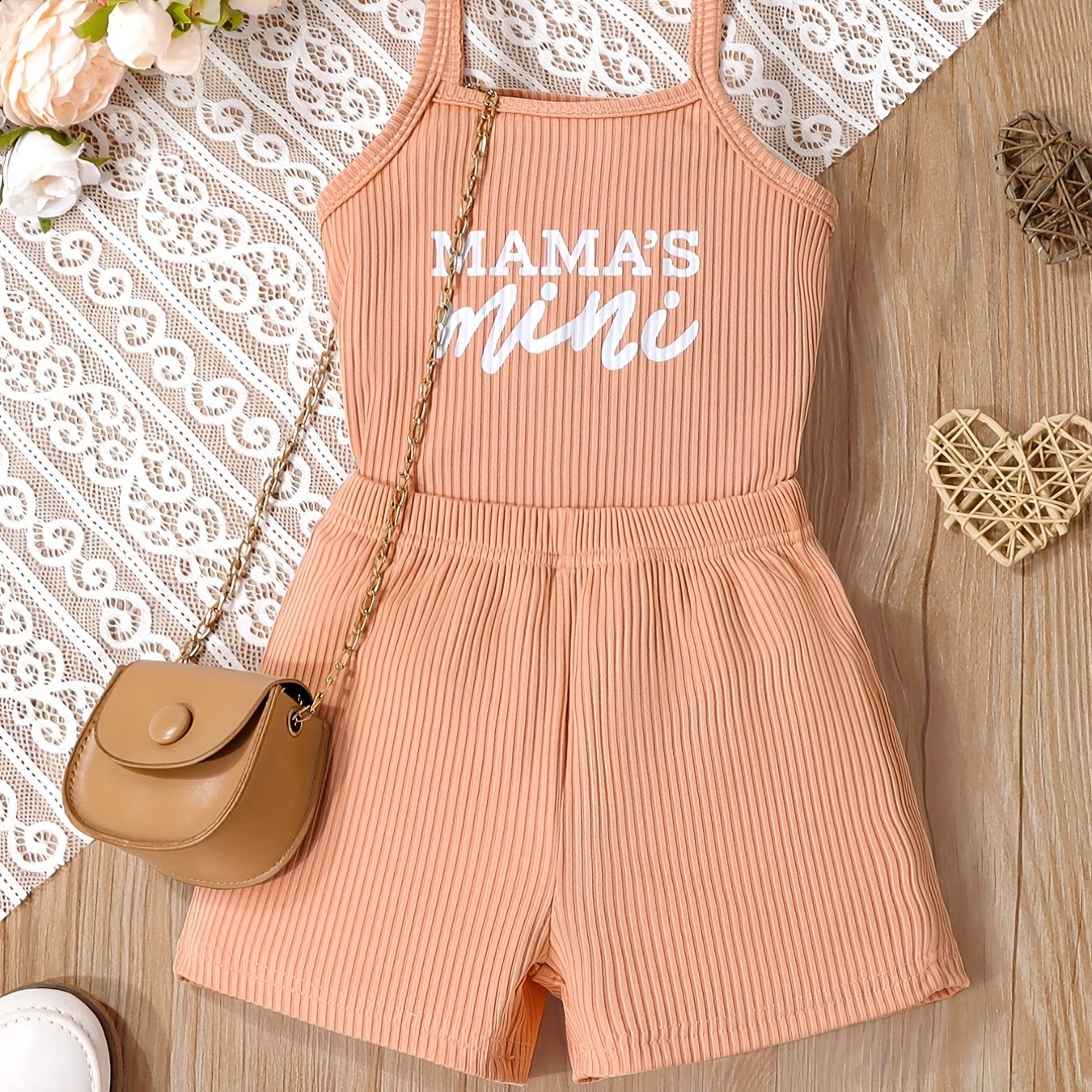 2-piece set for toddler girls featuring 'MAMA'S MINI' cami top and shorts for summer outdoor wear