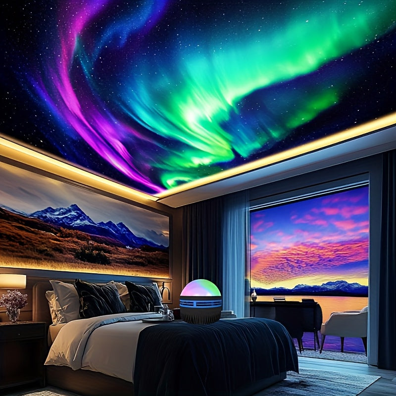 Northern Lights projection night light - black plastic novelty toy for bedroom décor.