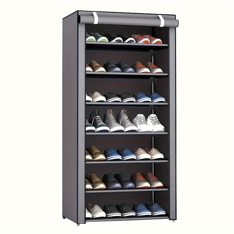 Easily assemble 8/10 layer shoe storage cabinet with large capacity, dustproof, suitable for home or dormitory use.