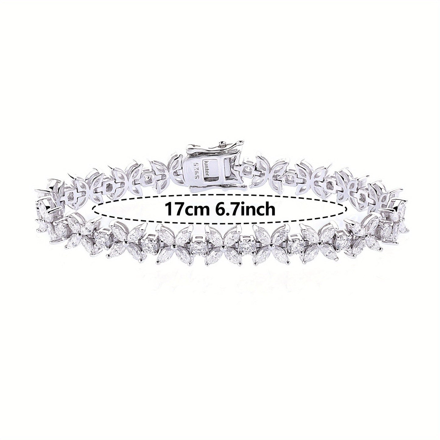 The Oneida Elegant Butterfly Bracelet features stunning 2MM synthetic Moissanite stones set in 925 silver. This bracelet is the perfect gift for November birthdays, plated with platinum for a luxurious finish. Ideal for any occasion, this bracelet comes