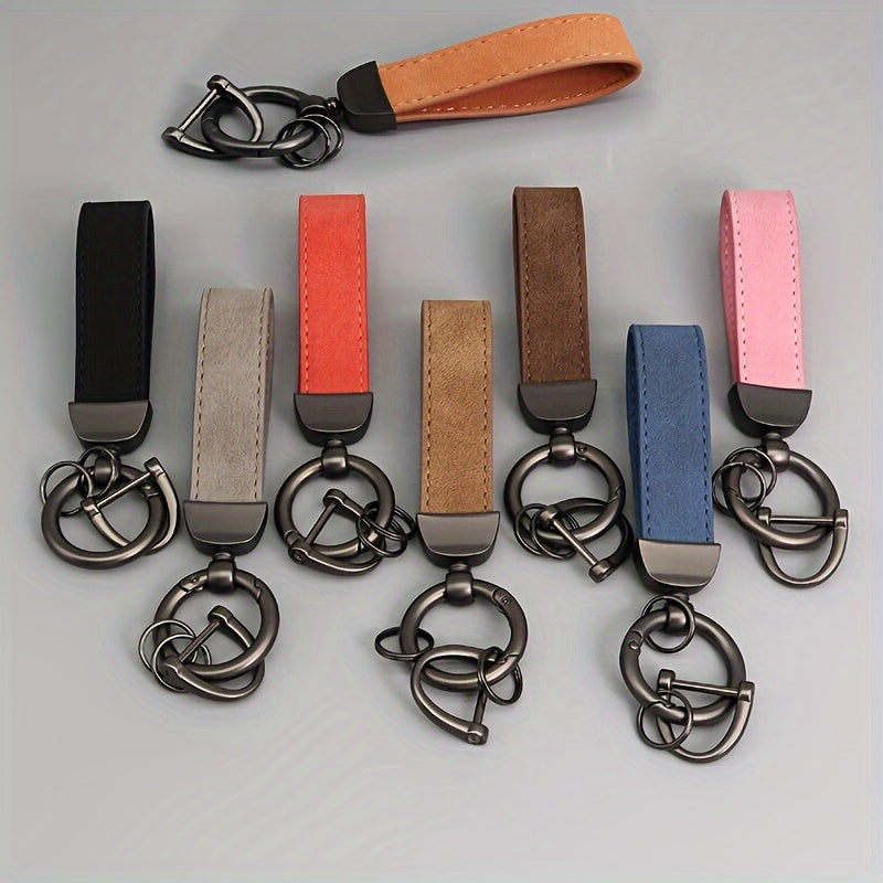 Men's Hardware Anti-Loss Suede Car Key Chain with PU Leather, the Perfect Valentine's Day Gift