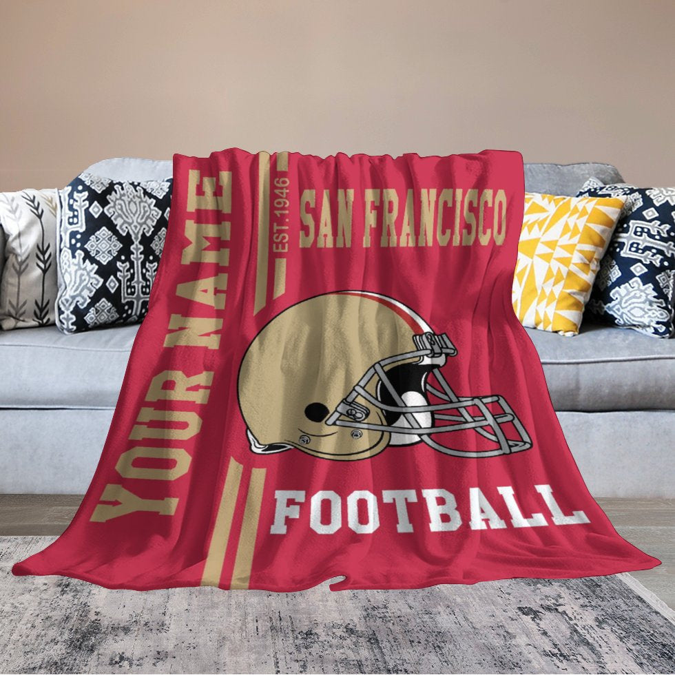 Personalized San Francisco Football Theme Hug Blanket - Custom Name Included, Ideal Gift for Men, Women, and Boys - Perfect for Sofa, Bed, or Decoration, Made of Polyester Knitted Fabric, Ideal for Fans of the Team