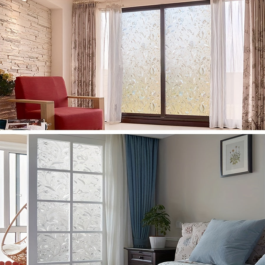 1 Roll of self-adhesive PVC glass electrostatic film for windows, bathrooms, toilets, and floors. This film is waterproof, moisture-proof, UV-proof, translucent, and opaque. Perfect for home decor in living rooms. Size: 45cm x 200cm.