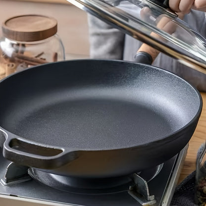 1-piece Cast Iron Skillet with Handle - Ideal for Cooking Frying, Omelets & Steaks | Sturdy & Simple to Clean Cookware for Home, Camping & Restaurants.