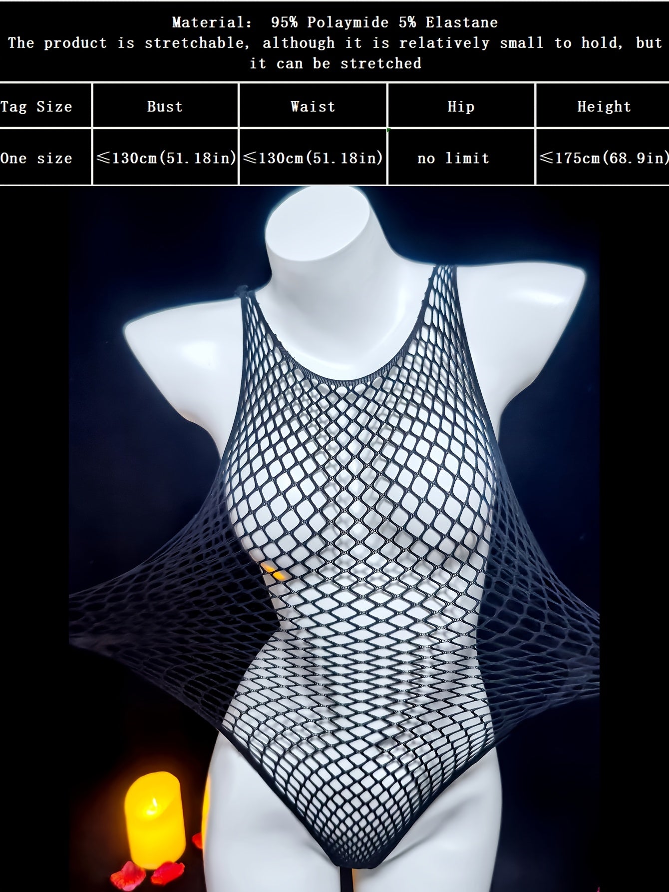 Sexy Hollow Out Bodysuit for Valentine's Day; Cover-up Beachwear without Underwear for Women