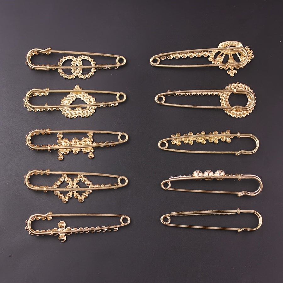 Set of 10 Elegant Brooches Featuring Faux Pearls and Rhinestones - Ideal for Adding a Touch of Elegance to Cardigans, Scarves, and Suits