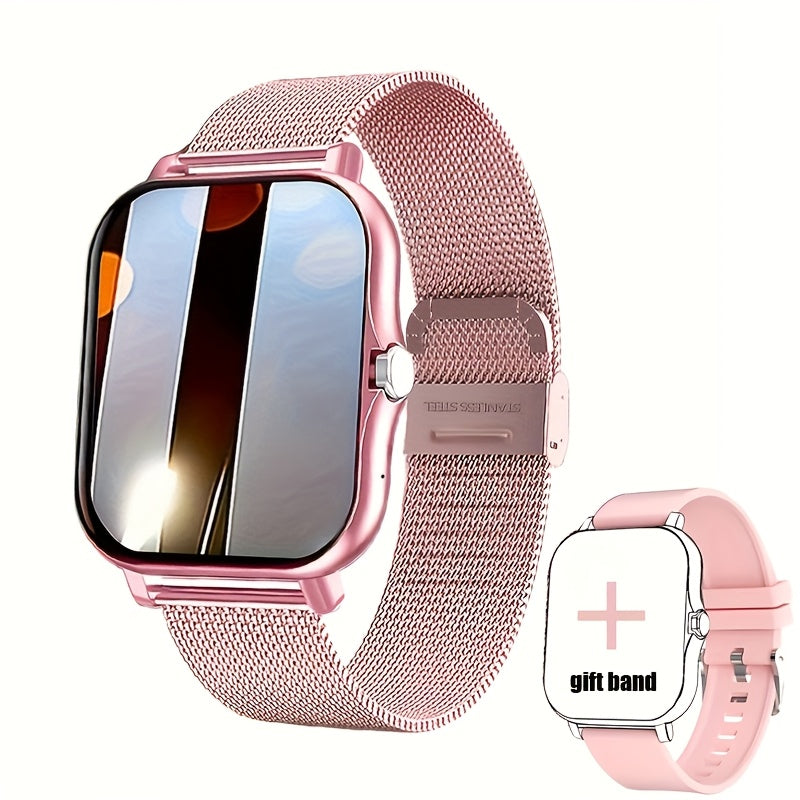 Gender-neutral Sports Smart Watch featuring a Vibrant Color Touch Screen, Personalized Dial, Compatible with Android & iOS, Sleek Alloy Case, Durable Stainless Steel Strap, Date & 24-Hour Display, Not Waterproof, Easy USB Charging, Long-lasting