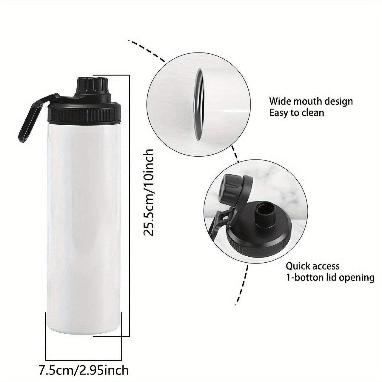 1pc 20oz Stainless Steel Insulated Water Bottle with Lid, ideal for both hot and cold drinks on-the-go.