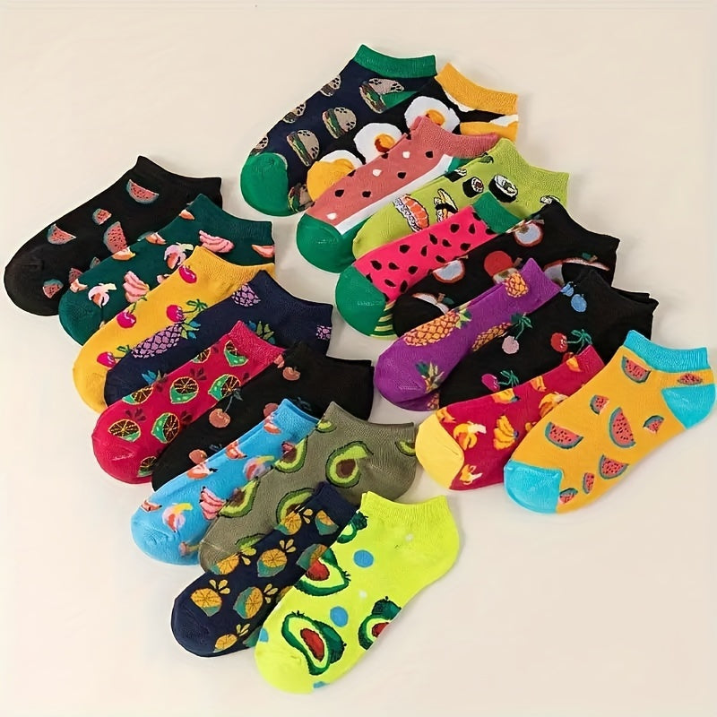 Trendy and comfortable avocado burger socks in random 10 or 20 pairs, suitable for daily wear.