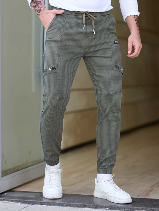 Men's cotton blend jogger pants with drawstrings, loose fit harem trousers, as a gift.