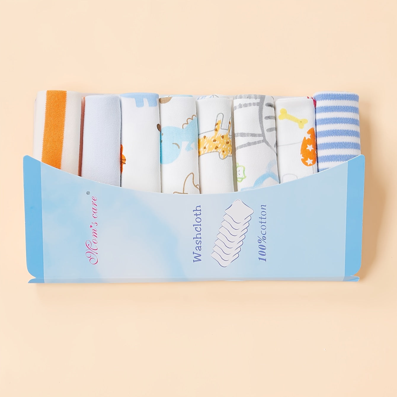 Nursing Towels Set of 8, Adorable Baby Washcloths with Cute Designs. Includes Burp Cloths, Soft Infant Bath Towels, Toddler Face Towels, and Handkerchief. Perfect Baby Shower Gift for Newborns with Sensitive Skin, Suitable for Boys and Girls. Ideal for