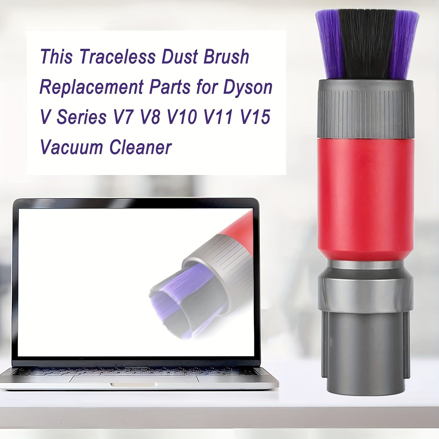 Compatible with V7 V8 V10 V11 V15 Cordless Stick Cleaner, this 1-Pack Vacuum Dusting Brush Attachment features a Scratch-Free Soft Plastic Dusting Cleaner Head.