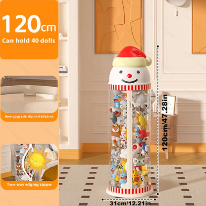 1 Snowman storage container made of contemporary plastic with zipper access, ideal for organizing and displaying stuffed animals, toys, and gifts for various occasions.