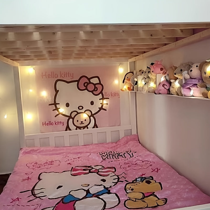 Adorable Sanrio Wall Tapestry in Pink - Ideal Decoration for Nursery & Bedroom, Great Present for Birthdays or Christmas