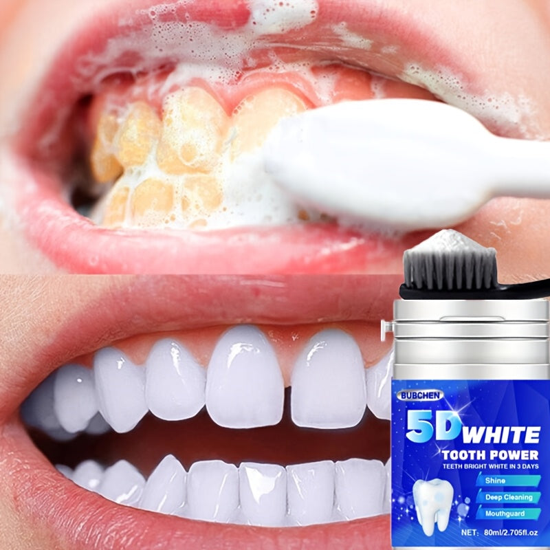 1 bottle of Bubchen 5D White Toothpowder - 80ml, with Pearl Powder for deep cleaning and brightening dental care, ideal for women.