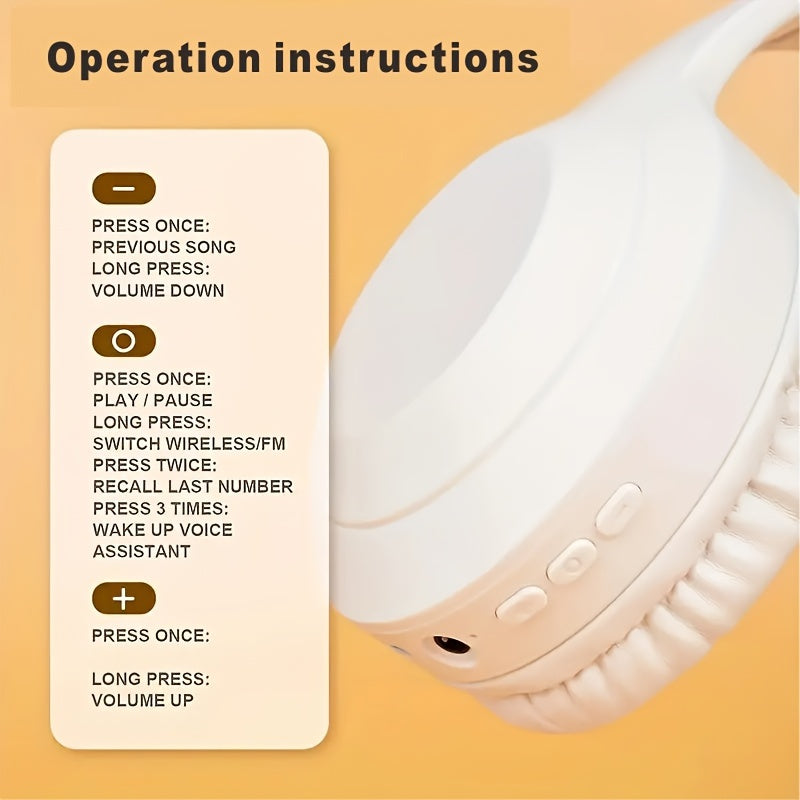 Wireless headphones support card insertion and cables.